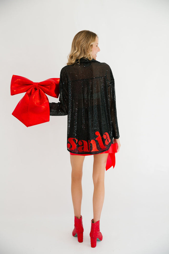 SANTA BLACK SEQUIN BUTTON DOWN Button Down Judith March   