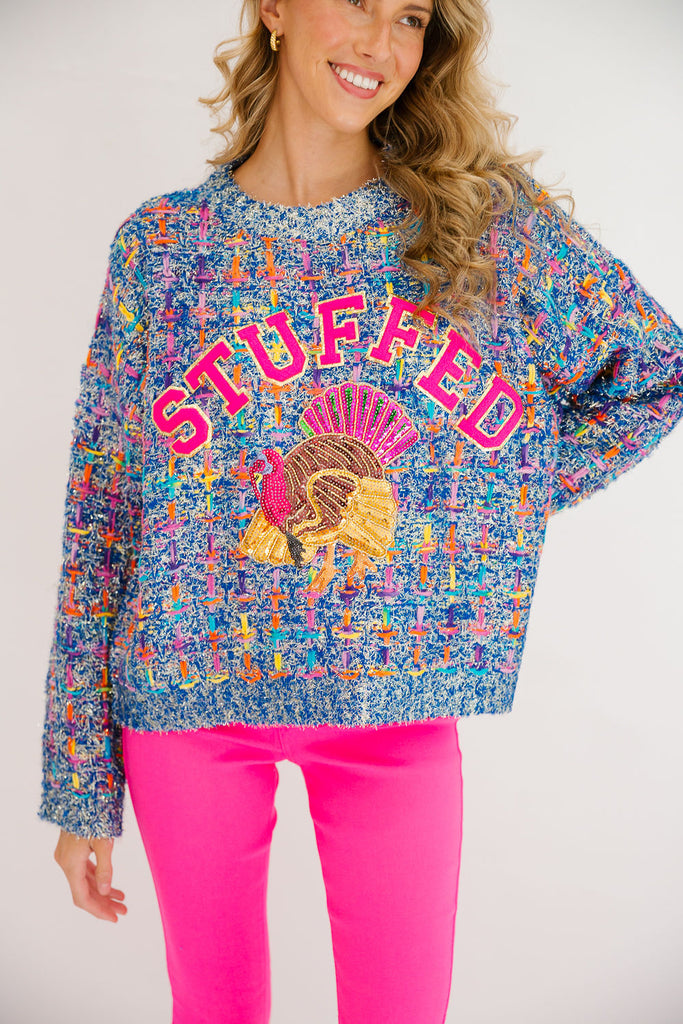 STUFFED BLUE TWEED SWEATER* SWEATER Judith March