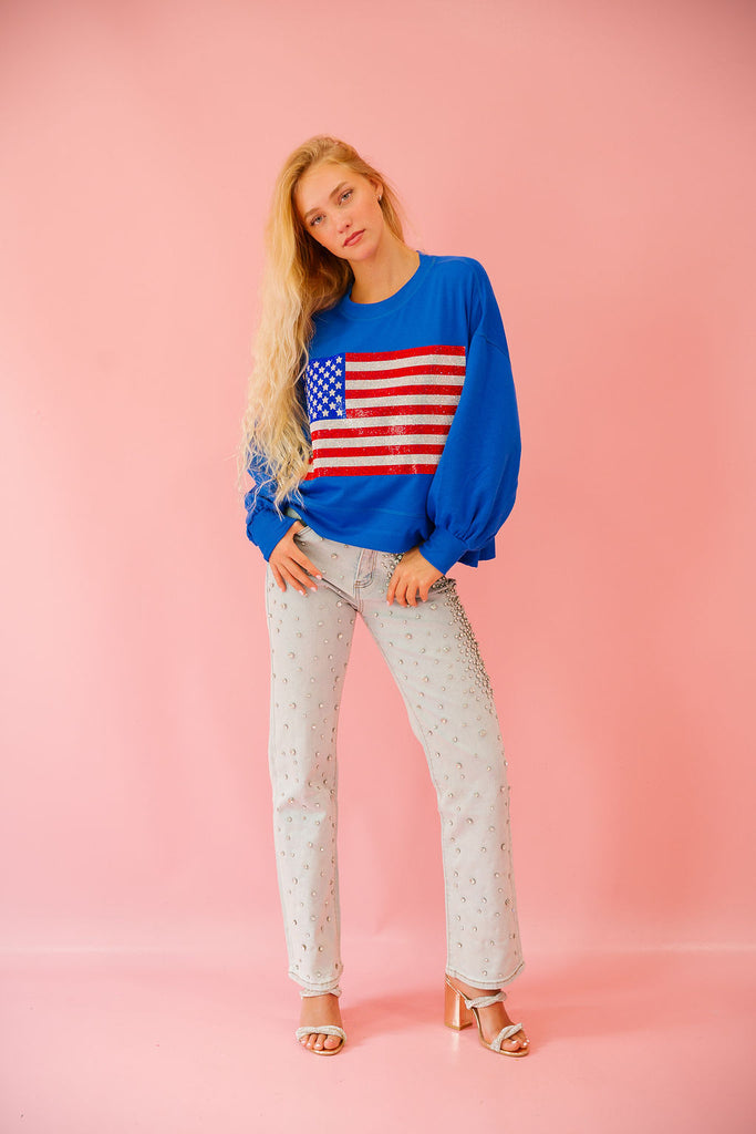 RHINESTONE FLAG ROYAL PULLOVER pullover Judith March   