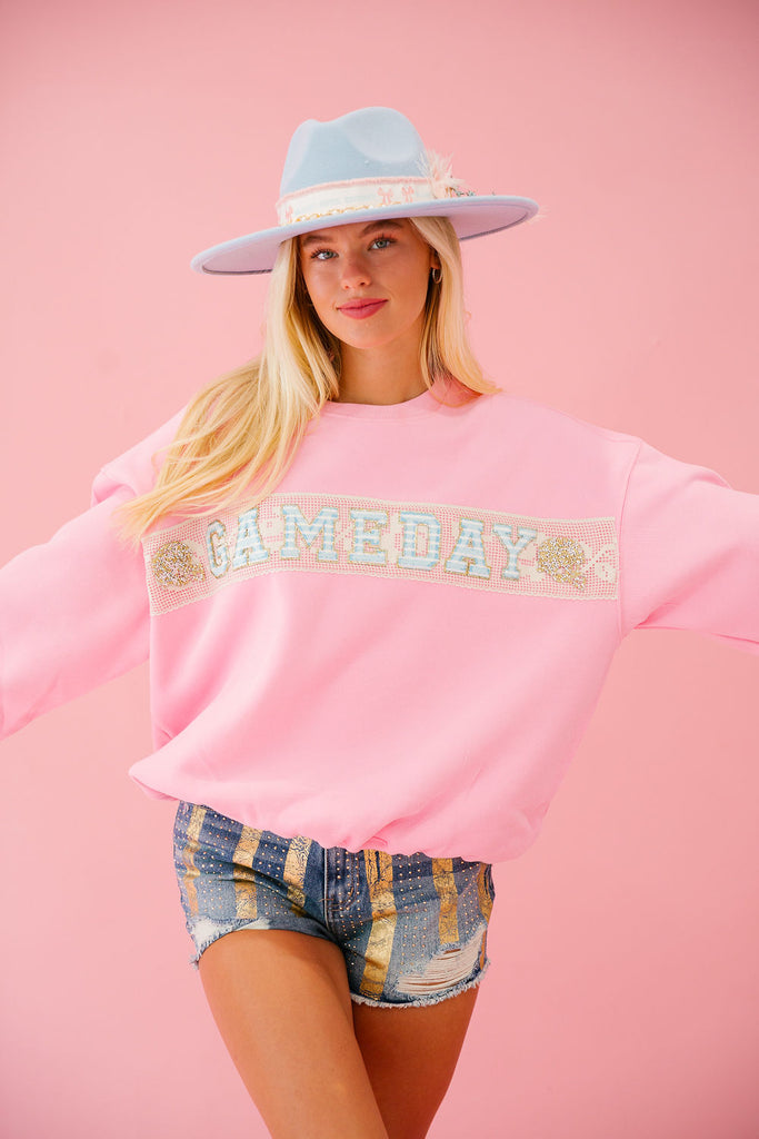 GAMEDAY PINK RIBBON PULLOVER PULLOVER Judith March   