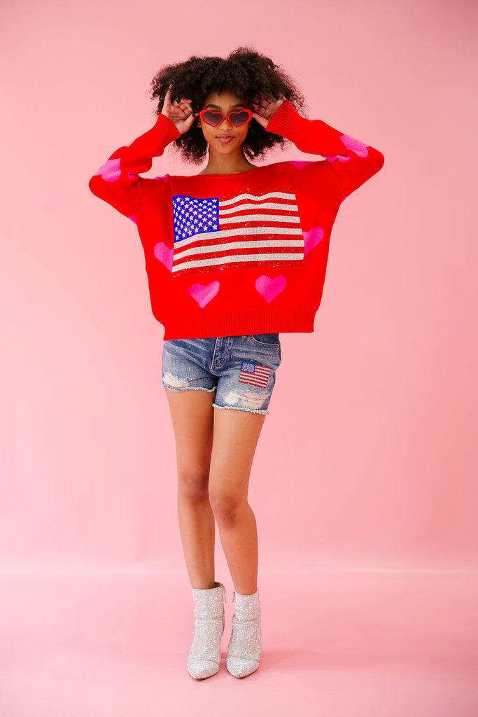 LET FREEDOM RING RED HEART SWEATER SWEATER Judith March   