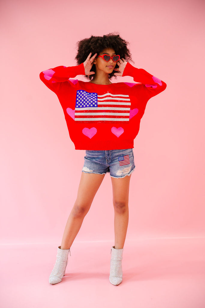 LET FREEDOM RING RED HEART SWEATER SWEATER Judith March   