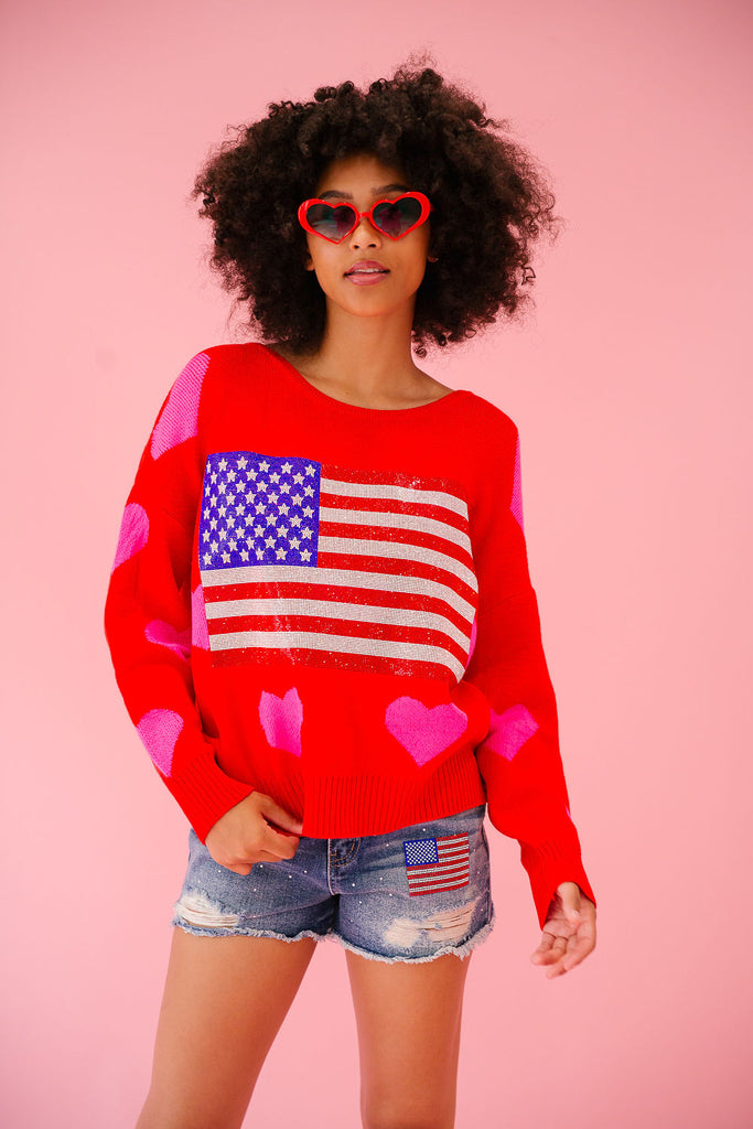 LET FREEDOM RING RED HEART SWEATER SWEATER Judith March   