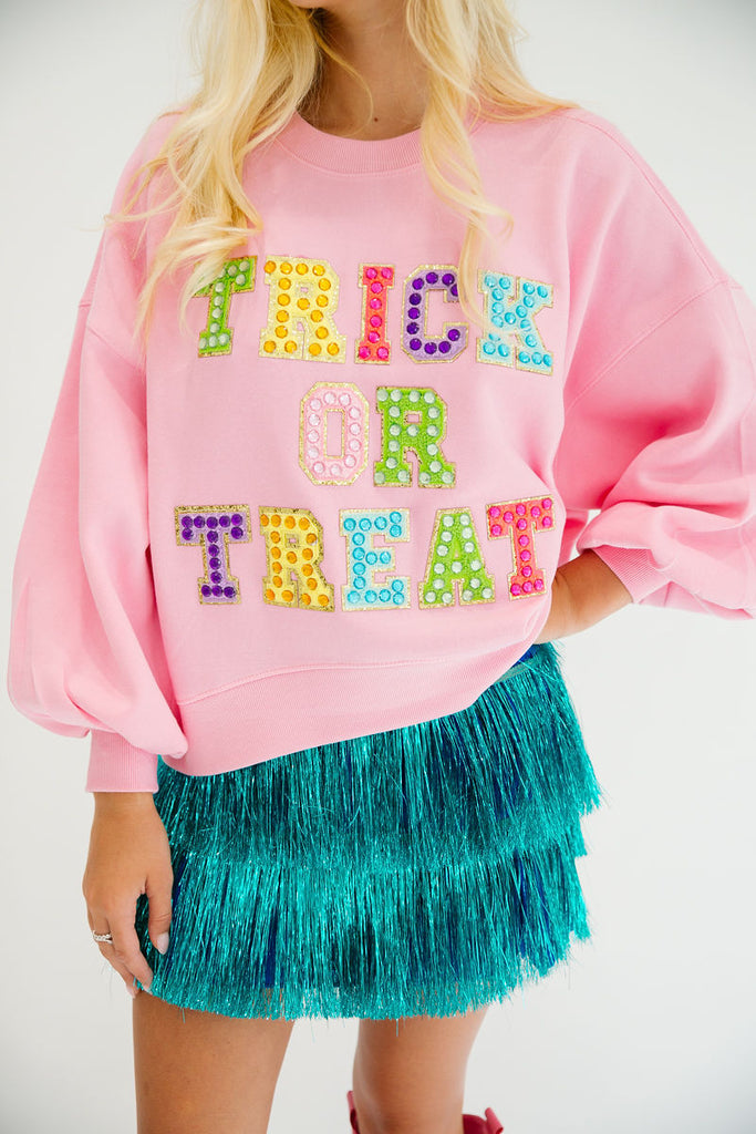 TRICK OR TREAT JEWELED PINK PULLOVER PULLOVER Judith March   