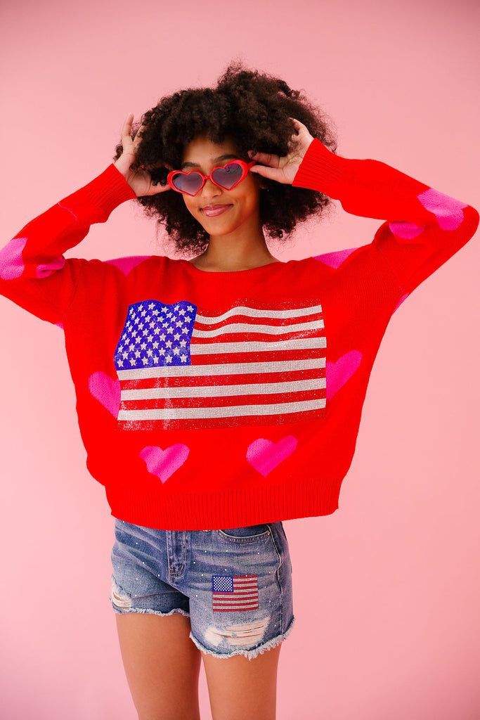 LET FREEDOM RING RED HEART SWEATER SWEATER Judith March   