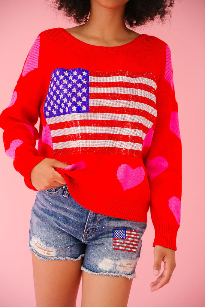 LET FREEDOM RING RED HEART SWEATER SWEATER Judith March   