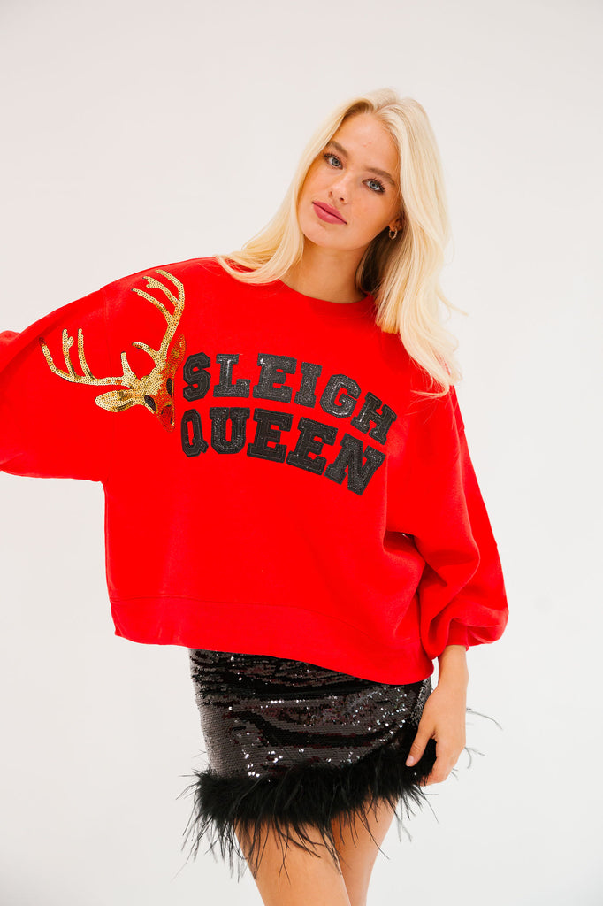 SLEIGH QUEEN RED PULLOVER PULLOVER Judith March   