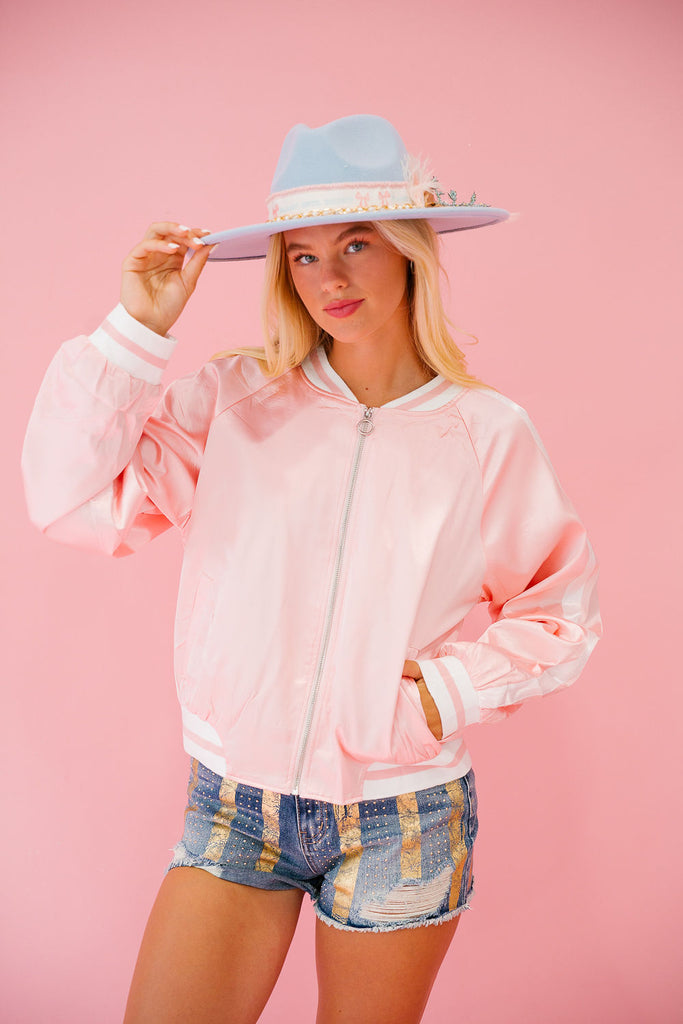 GAME DAY READY PINK VARSITY JACKET JACKET Judith March   