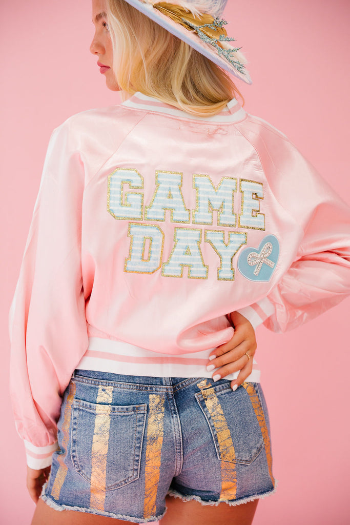 GAME DAY READY PINK VARSITY JACKET JACKET Judith March   