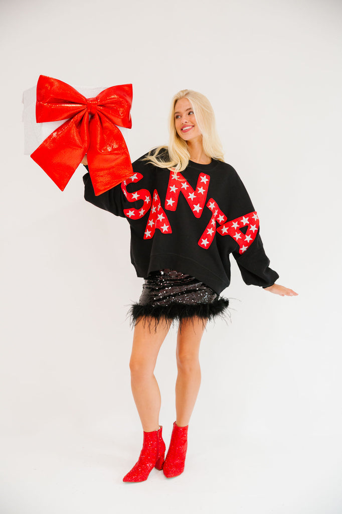 HERE COMES SANTA BLACK PULLOVER PULLOVER Judith March   