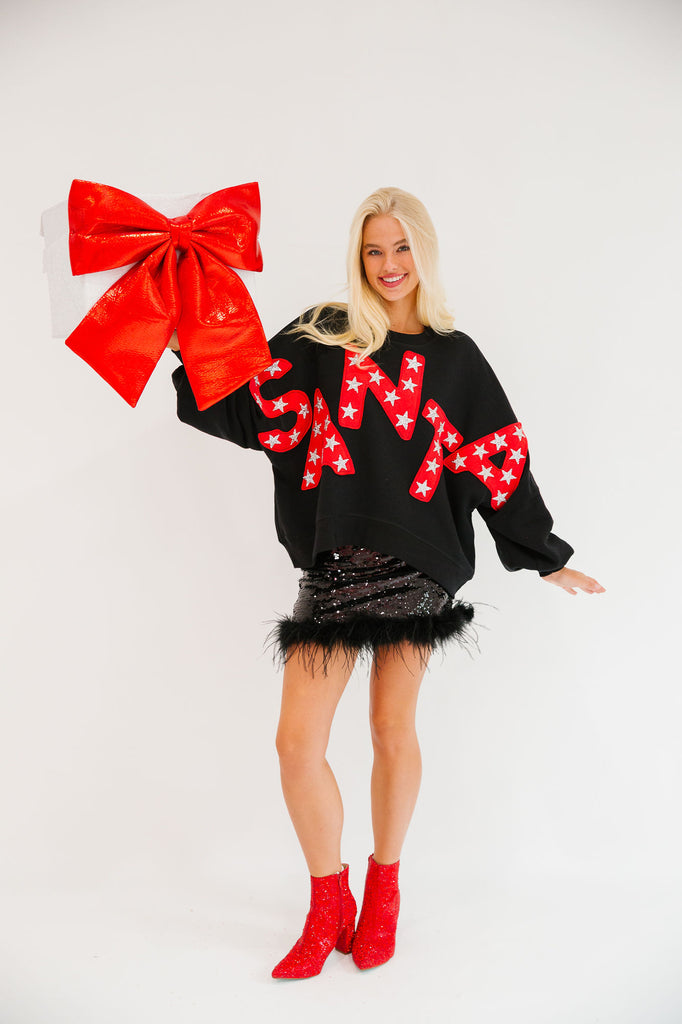 HERE COMES SANTA BLACK PULLOVER PULLOVER Judith March   