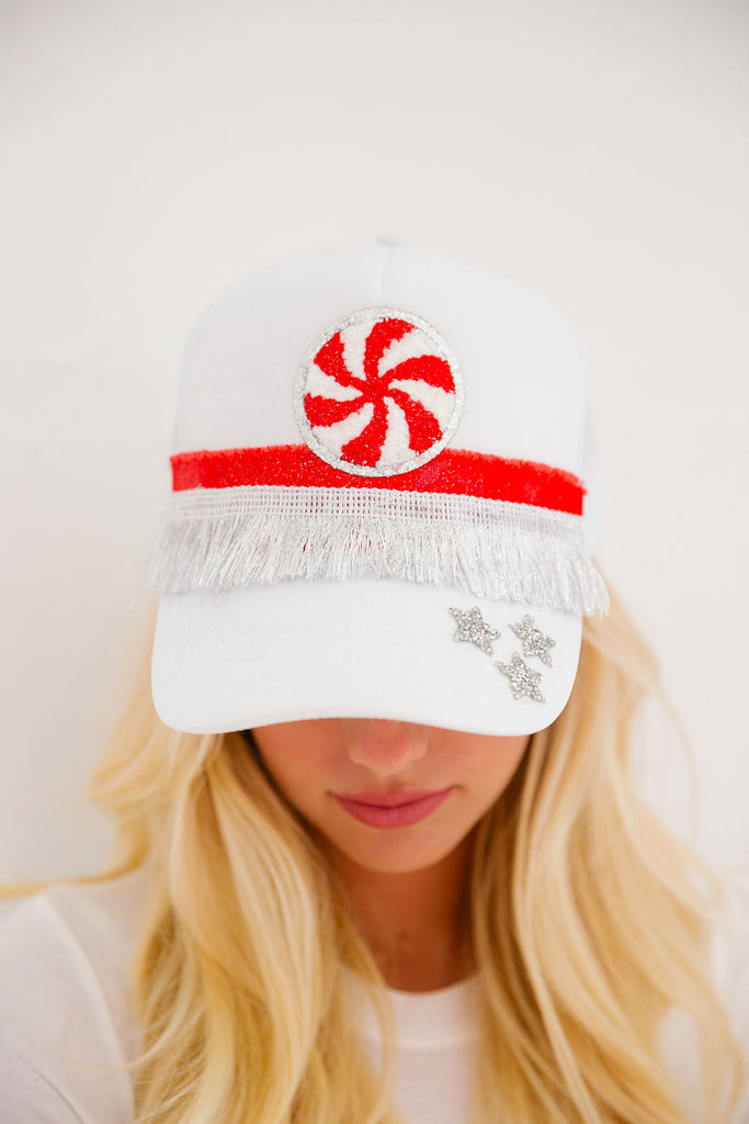 CANDY ADDICT WHITE TRUCKER HAT HAT Judith March   