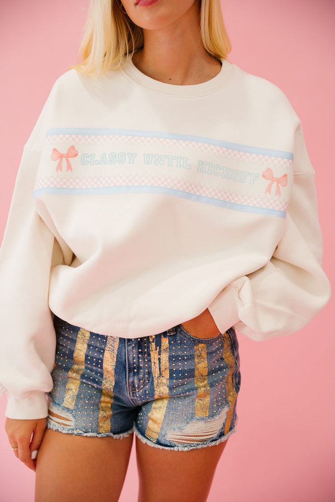 CLASSY UNTIL KICKOFF CREAM PULLOVER PULLOVER Judith March   