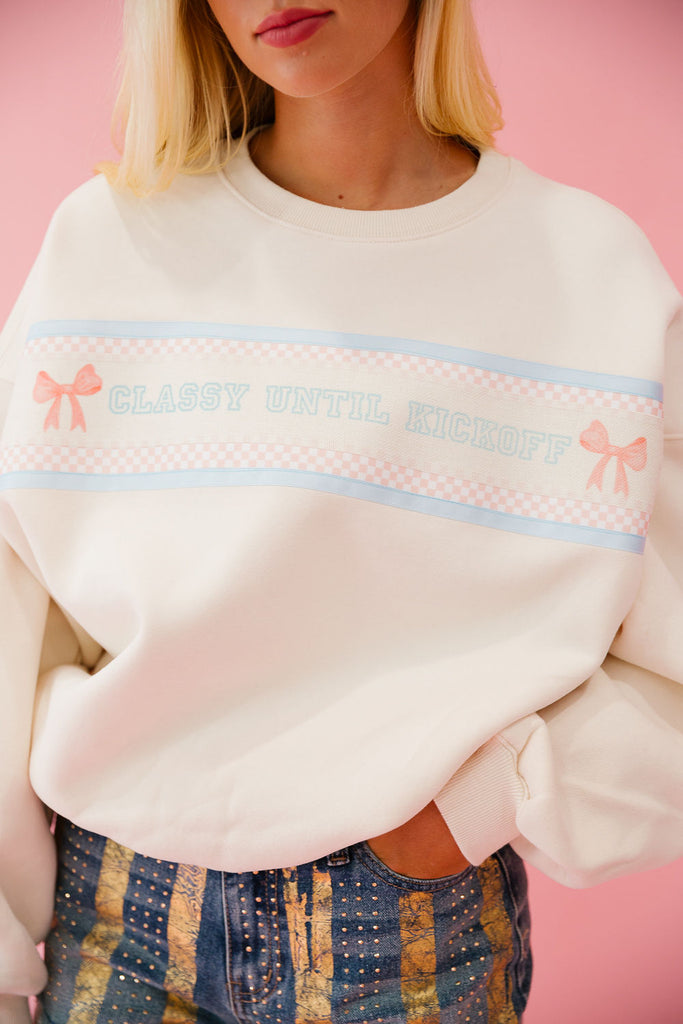 CLASSY UNTIL KICKOFF CREAM PULLOVER PULLOVER Judith March   