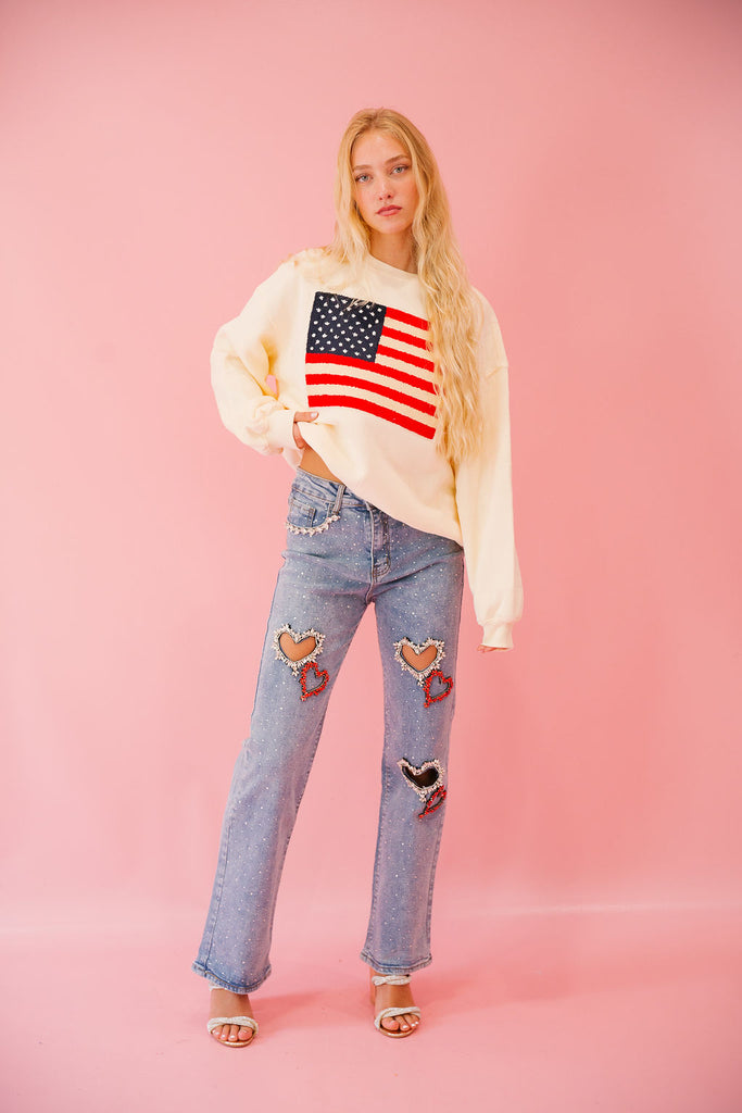 FLAG PATCH CREAM PULLOVER pullover Judith March   