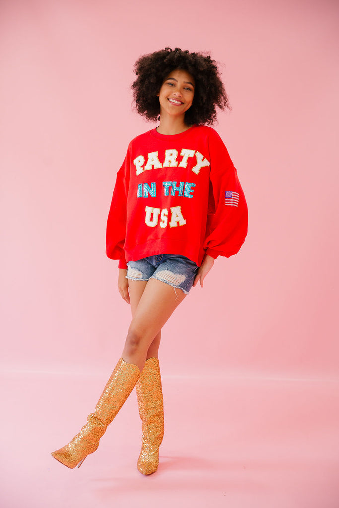 PARTY IN THE USA RED PULLOVER pullover Judith March   