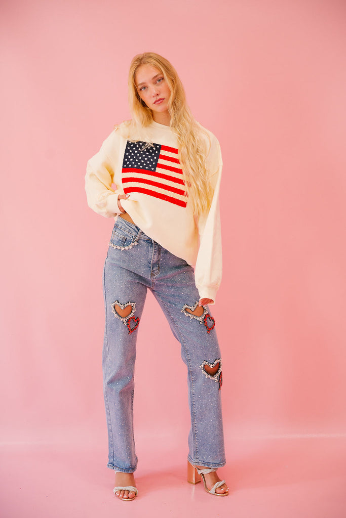 FLAG PATCH CREAM PULLOVER pullover Judith March   