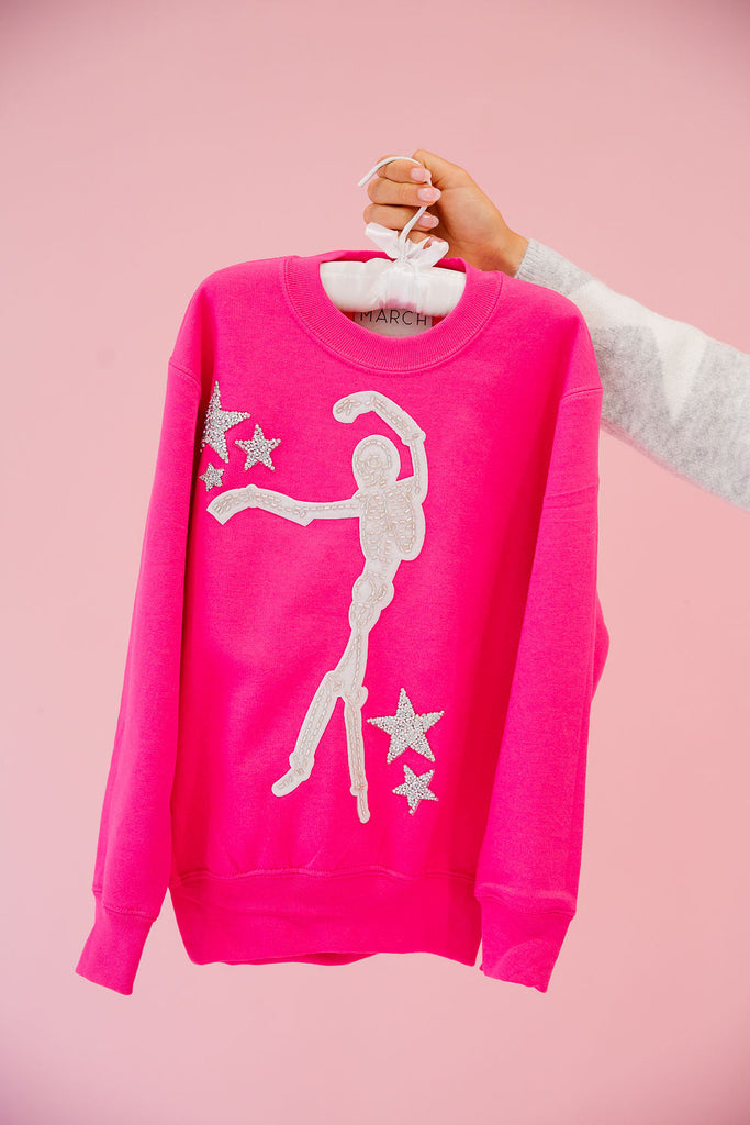 MINI KIDS DANCING SKELETON PINK PULLOVER PULLOVER Judith March   