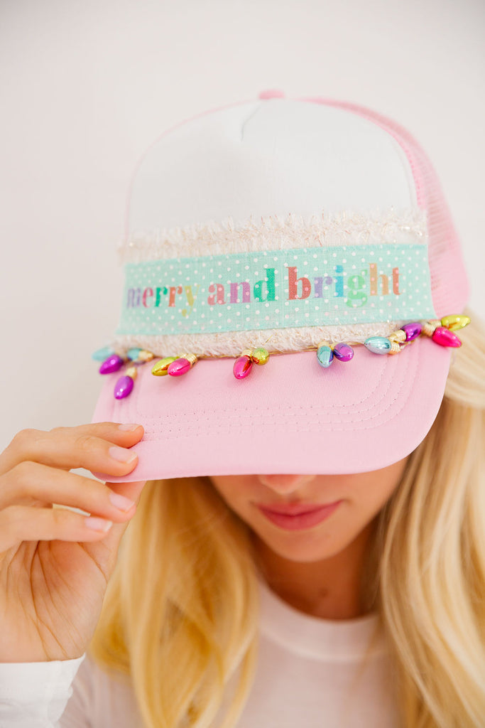 MERRY AND BRIGHT LIGHTS TRUCKER HAT HAT Judith March   