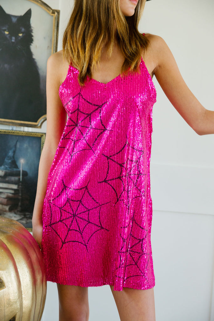 TANGLED WEB PINK SEQUIN DRESS DRESS Judith March   