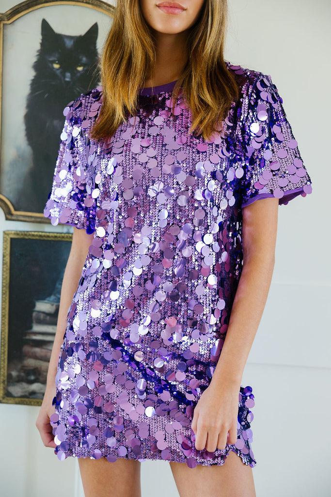 Purple sequin top online