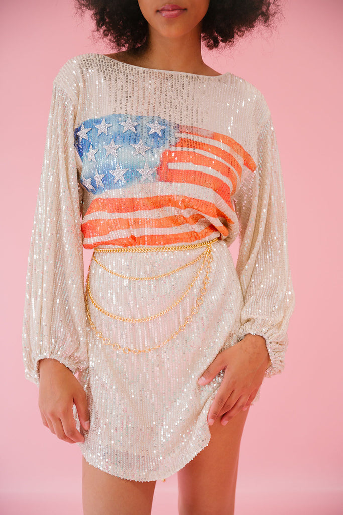 WATERCOLOR FLAG SEQUIN DRESS DRESS Judith March   