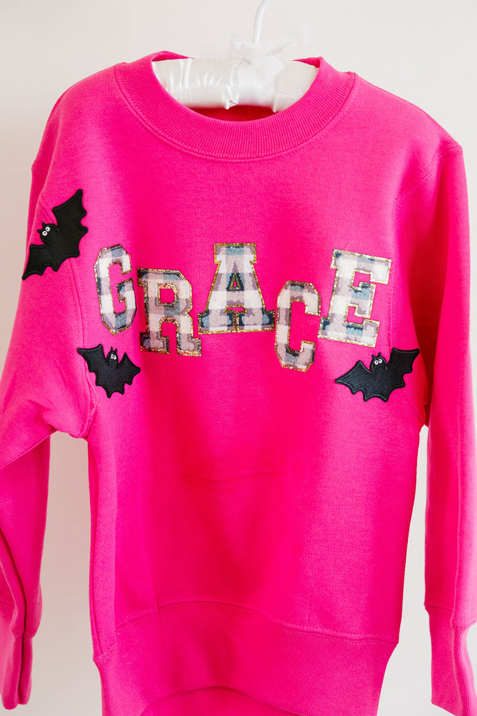 MINI KIDS CUSTOM HALLOWEEN PINK PULLOVER PULLOVER Judith March   