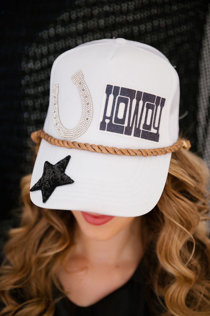 LUCKY TO BE A COWGIRL TRUCKER HAT TRUCKER HAT Judith March