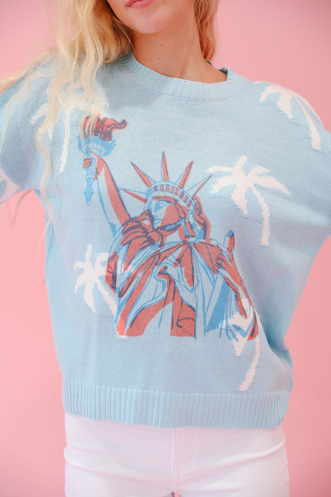 LADY LIBERTY BLUE BEACH SWEATER SWEATER Judith March   