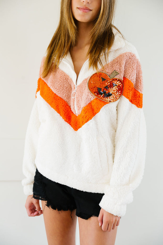 PUMPKIN PATCH FUZZY QUARTER ZIP* SWEATER Judith March