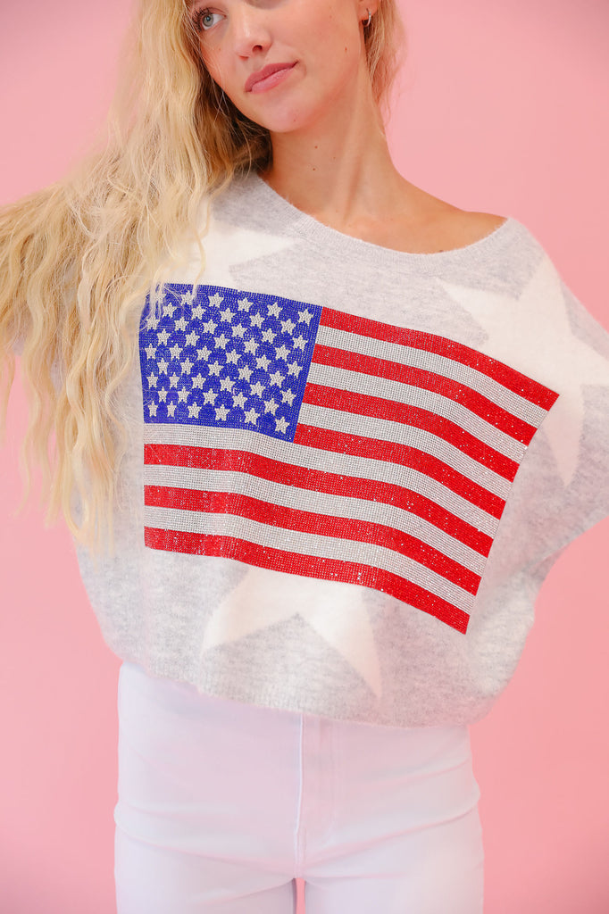 LET FREEDOM RING GREY STAR SWEATER SWEATER Judith March   