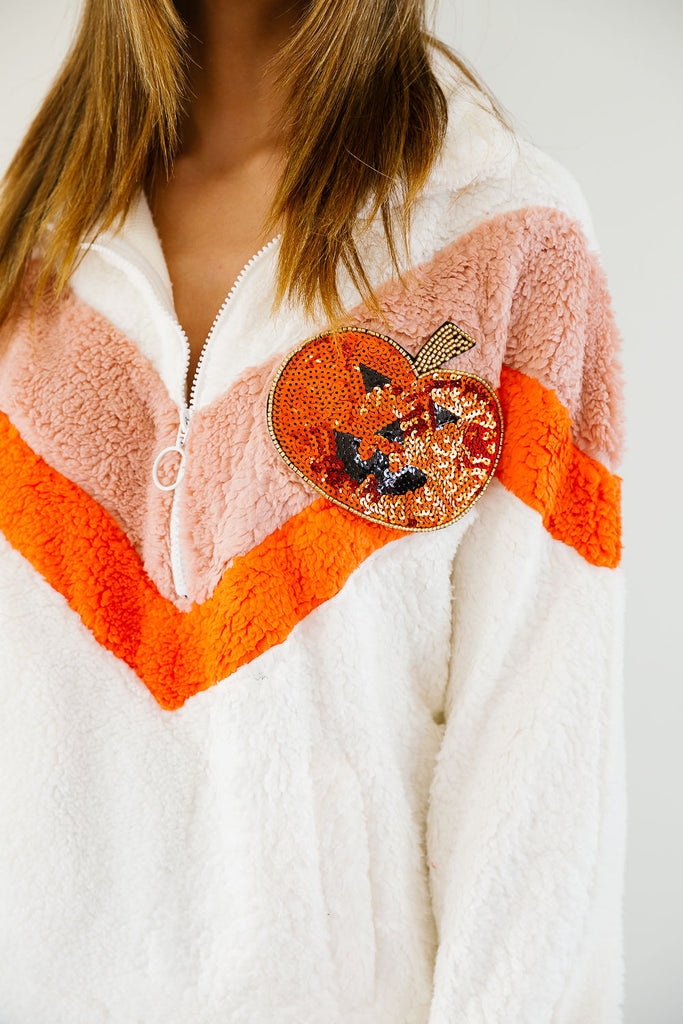 PUMPKIN PATCH FUZZY QUARTER ZIP SWEATER Judith March   