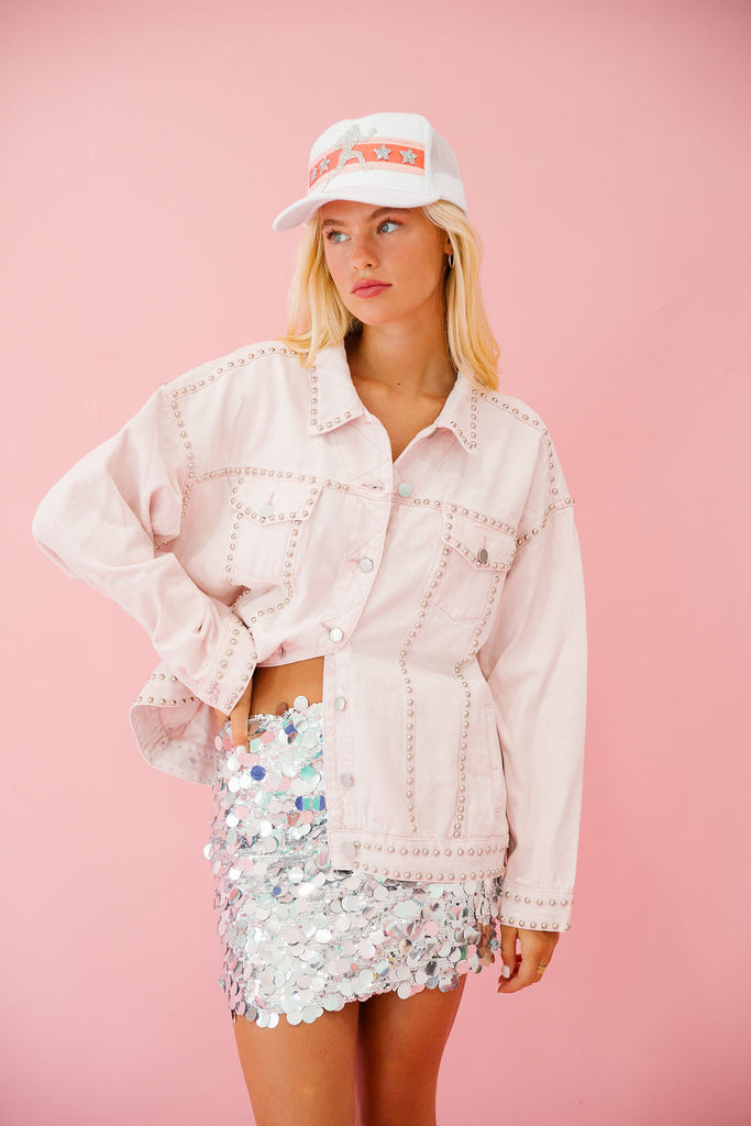 TOUCHDOWN BEADED BOW PINK JACKET JACKET Judith March   