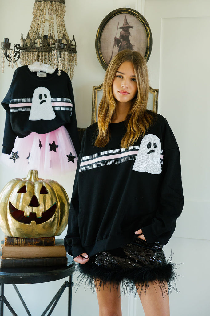 MINI KIDS GHOST TIME BLACK PULLOVER PULLOVER Judith March