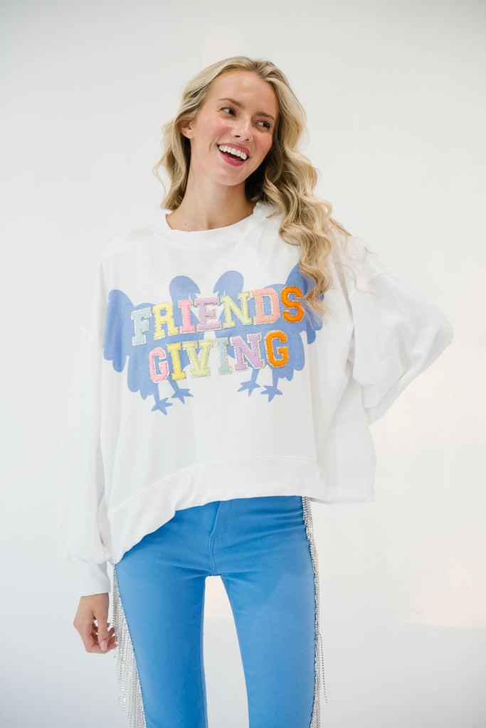 FRIENDSGIVING WHITE PULLOVER PULLOVER Judith March   