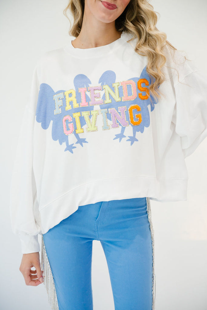 FRIENDSGIVING WHITE PULLOVER PULLOVER Judith March   