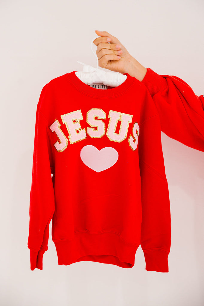 MINI KIDS JESUS HEART RED PULLOVER PULLOVER Judith March   