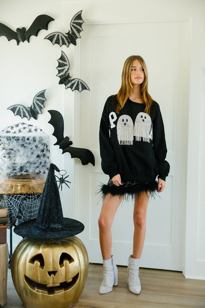 SPOOKY FRINGE BLACK PULLOVER* PULLOVER Judith March