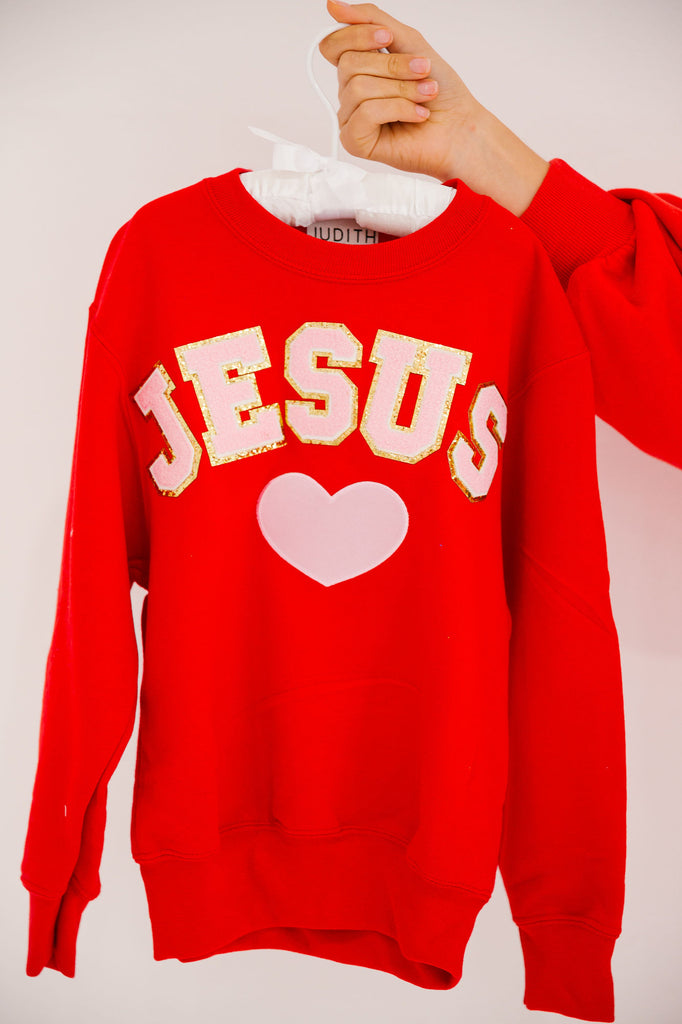 MINI KIDS JESUS HEART RED PULLOVER PULLOVER Judith March   