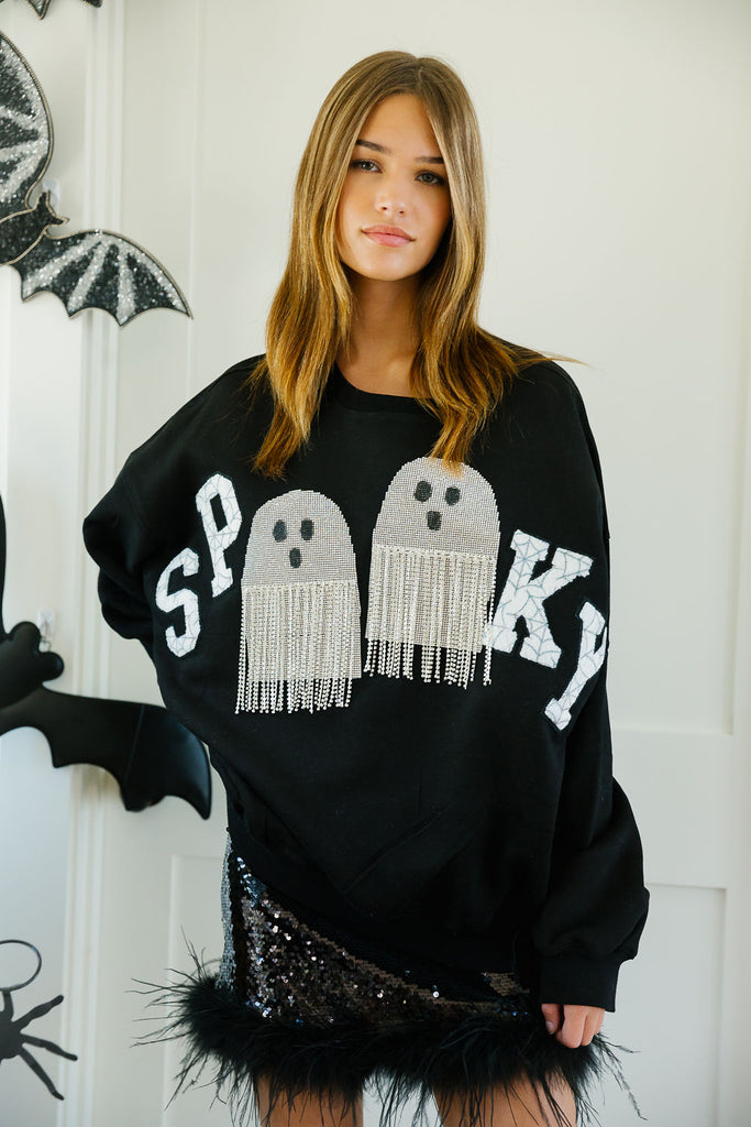 SPOOKY FRINGE BLACK PULLOVER PULLOVER Judith March   