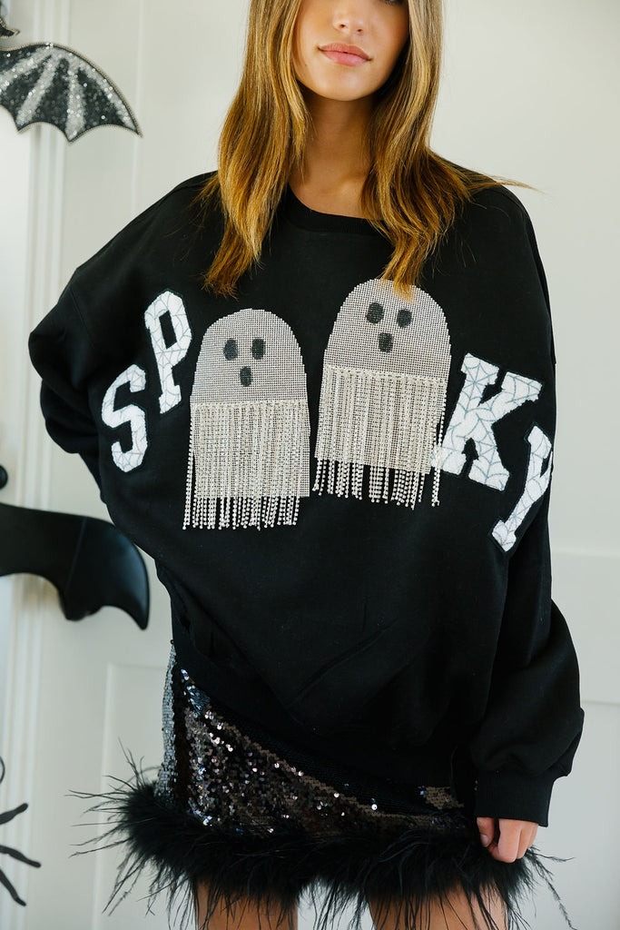 SPOOKY FRINGE BLACK PULLOVER* PULLOVER Judith March