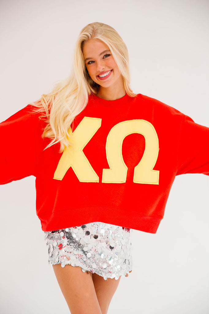 CHI OMEGA RED PULLOVER PULLOVER Judith March   