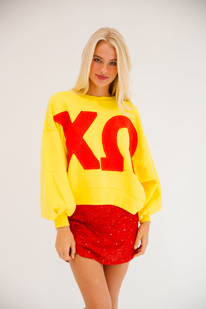 CHI OMEGA YELLOW PULLOVER PULLOVER Judith March   