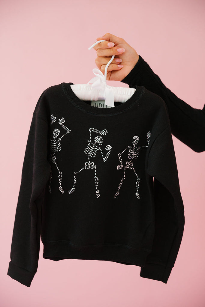 MINI KIDS DANCING SKELETONS BLACK PULLOVER PULLOVER Judith March   