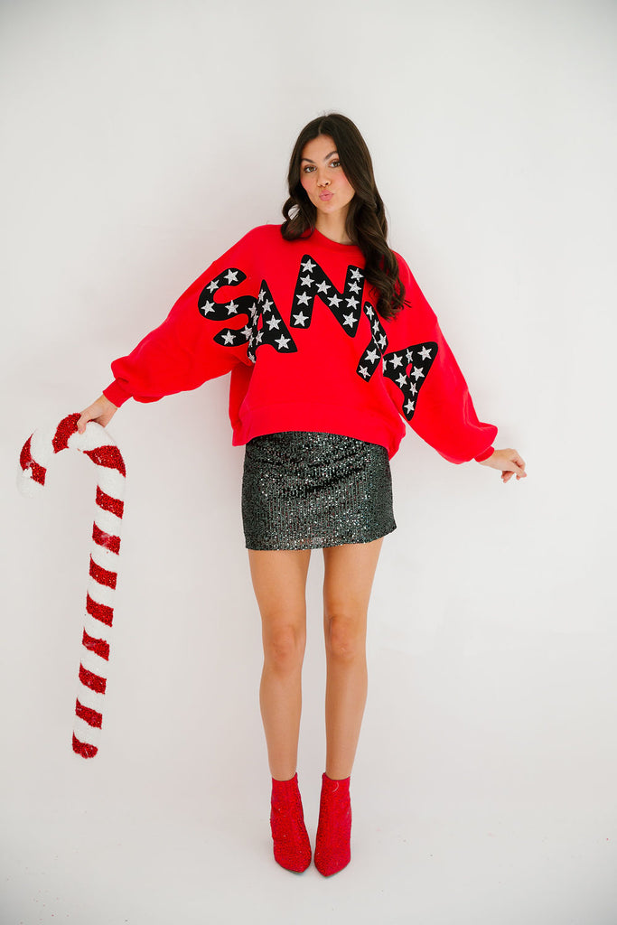 HERE COMES SANTA RED PULLOVER PULLOVER Judith March   