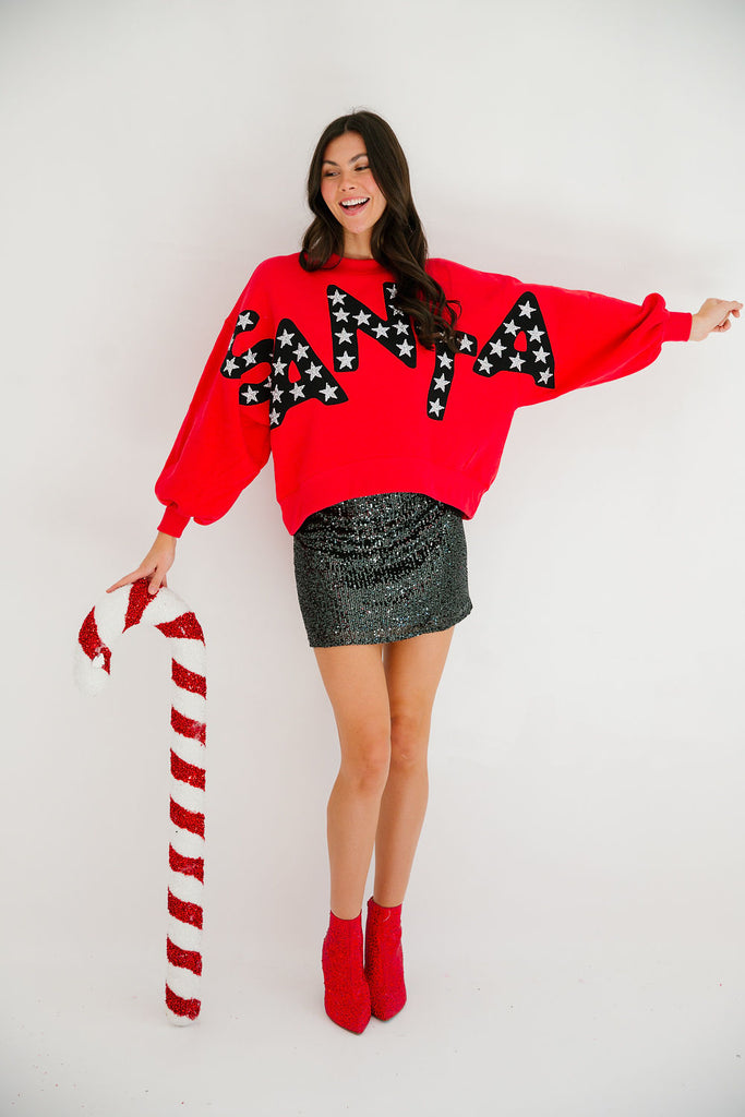 HERE COMES SANTA RED PULLOVER PULLOVER Judith March   