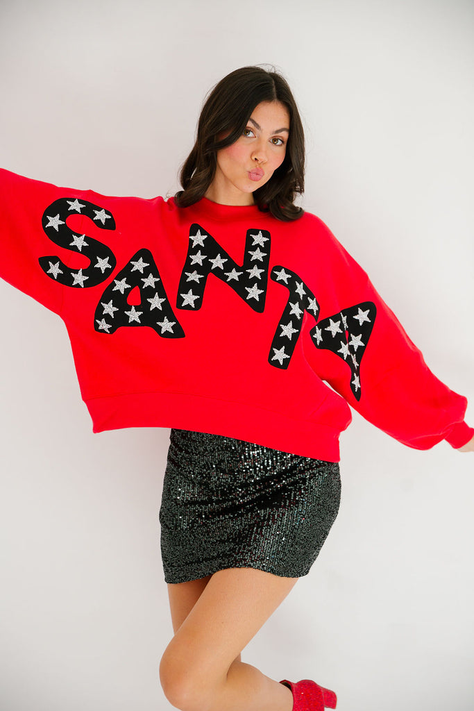 HERE COMES SANTA RED PULLOVER PULLOVER Judith March   