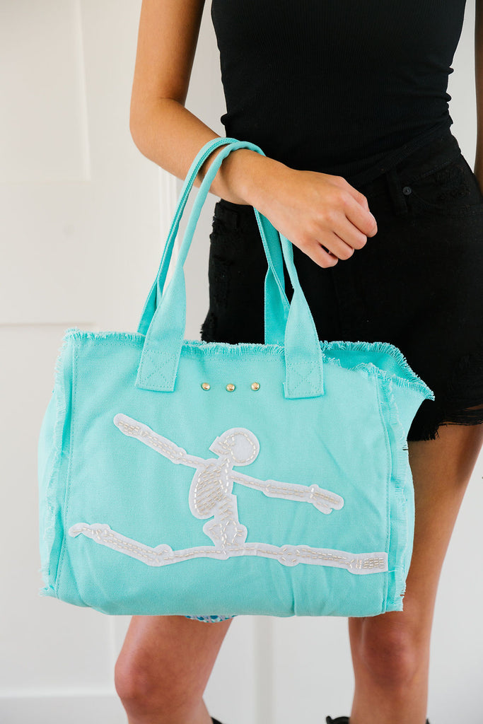 DANCING SKELETON TOTE BAGS BAG Judith March TEAL  