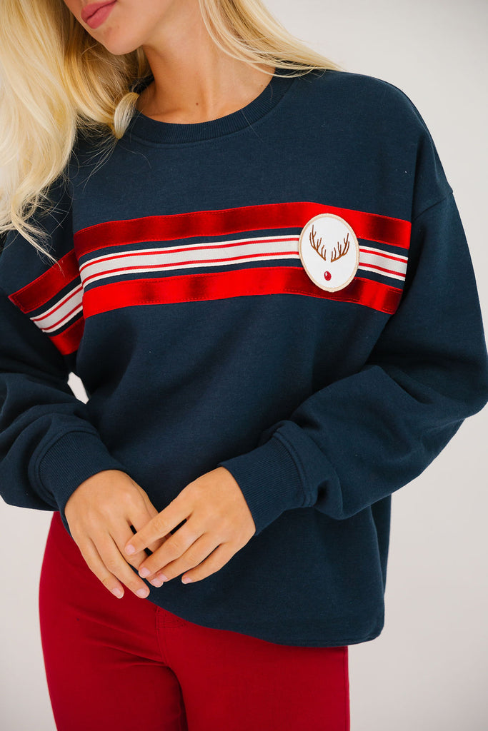 REINDEER SEASON NAVY PULLOVER PULLOVER Judith March   