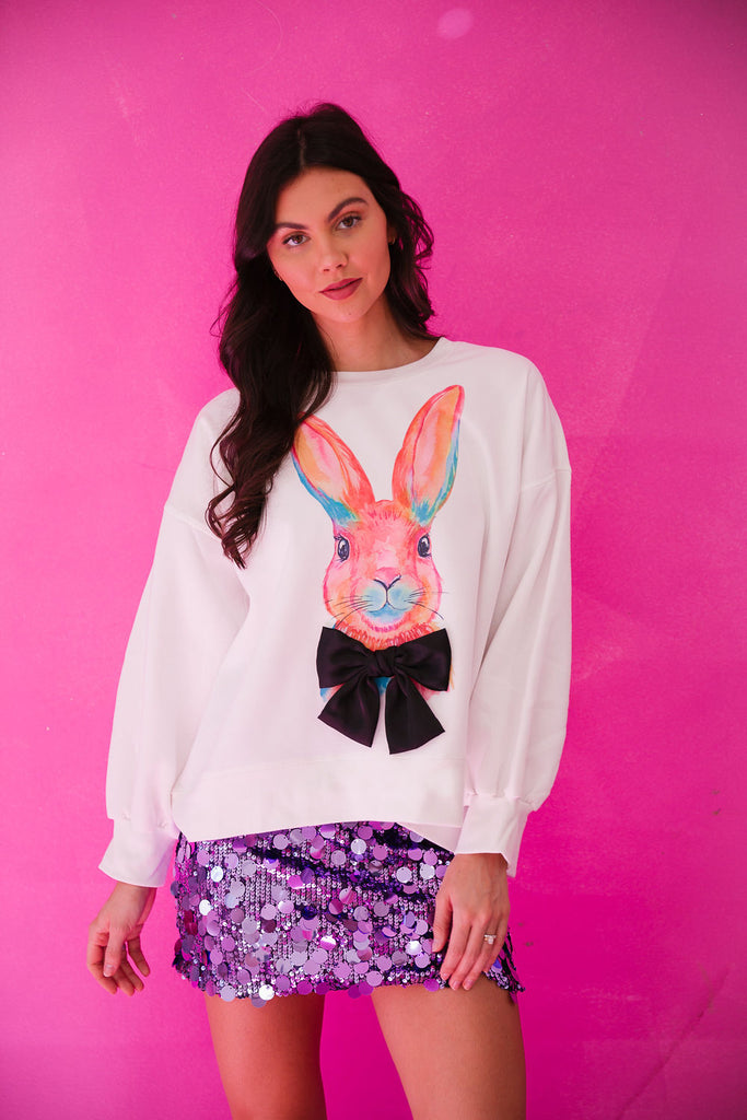 WATERCOLOR BUNNY BOW PULLOVER* PULLOVER Judith March